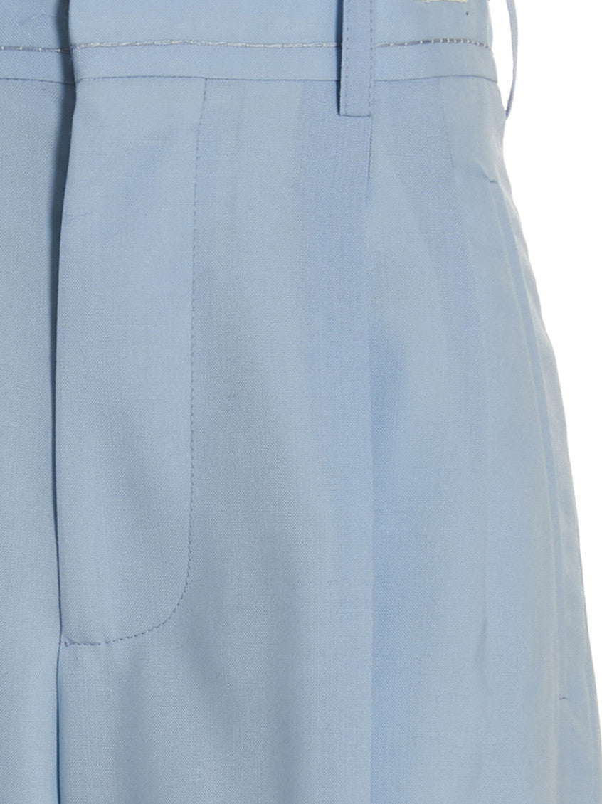 Light Blue Front pleat wool trousers 3