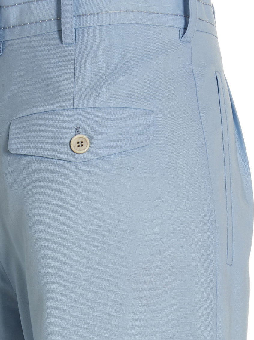 Light Blue Front pleat wool trousers 4