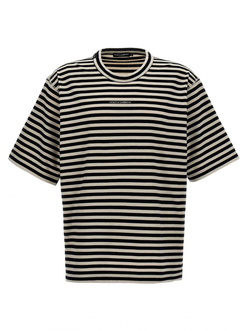 BlackWhite Striped Logo T-shirt 1