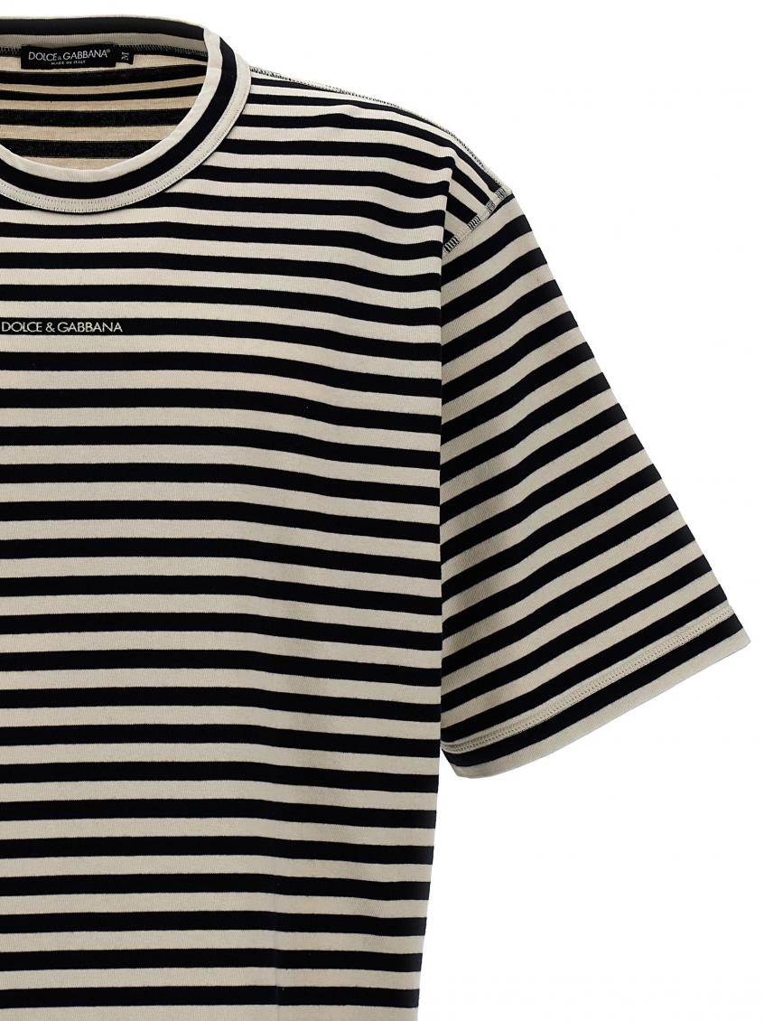 BlackWhite Striped Logo T-shirt 4