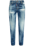 Navy Blue logo patch jeans 1