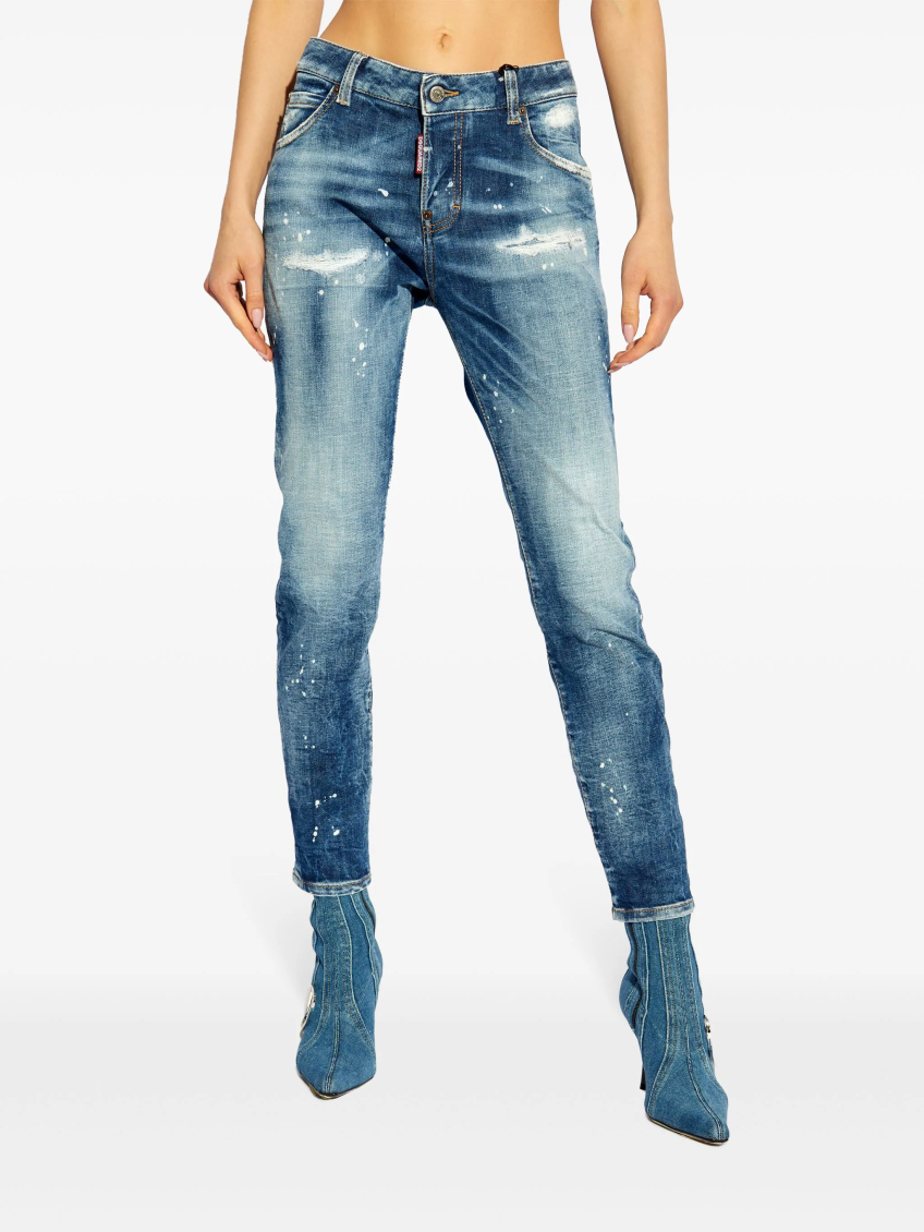 Navy Blue logo patch jeans 3