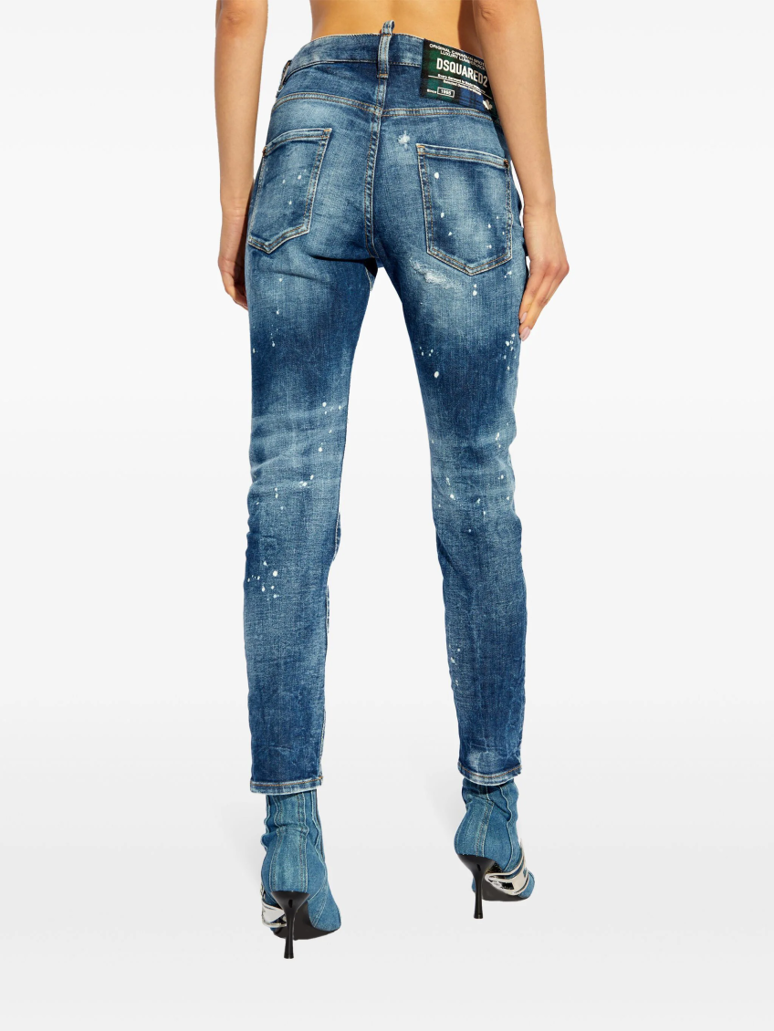 Navy Blue logo patch jeans 4