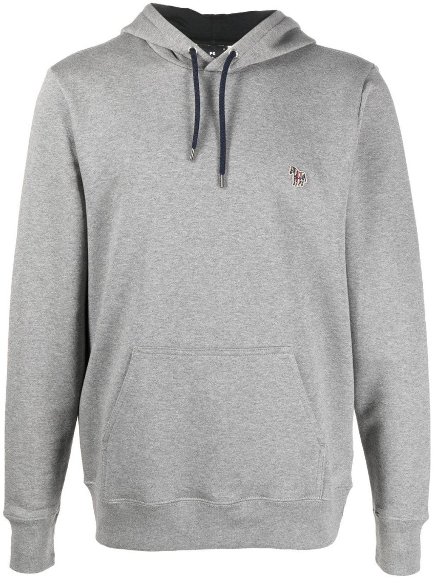 Grey Zebra logo cotton hoodie 1
