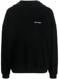 Black Embroidered Logo Cotton Hoodie 1