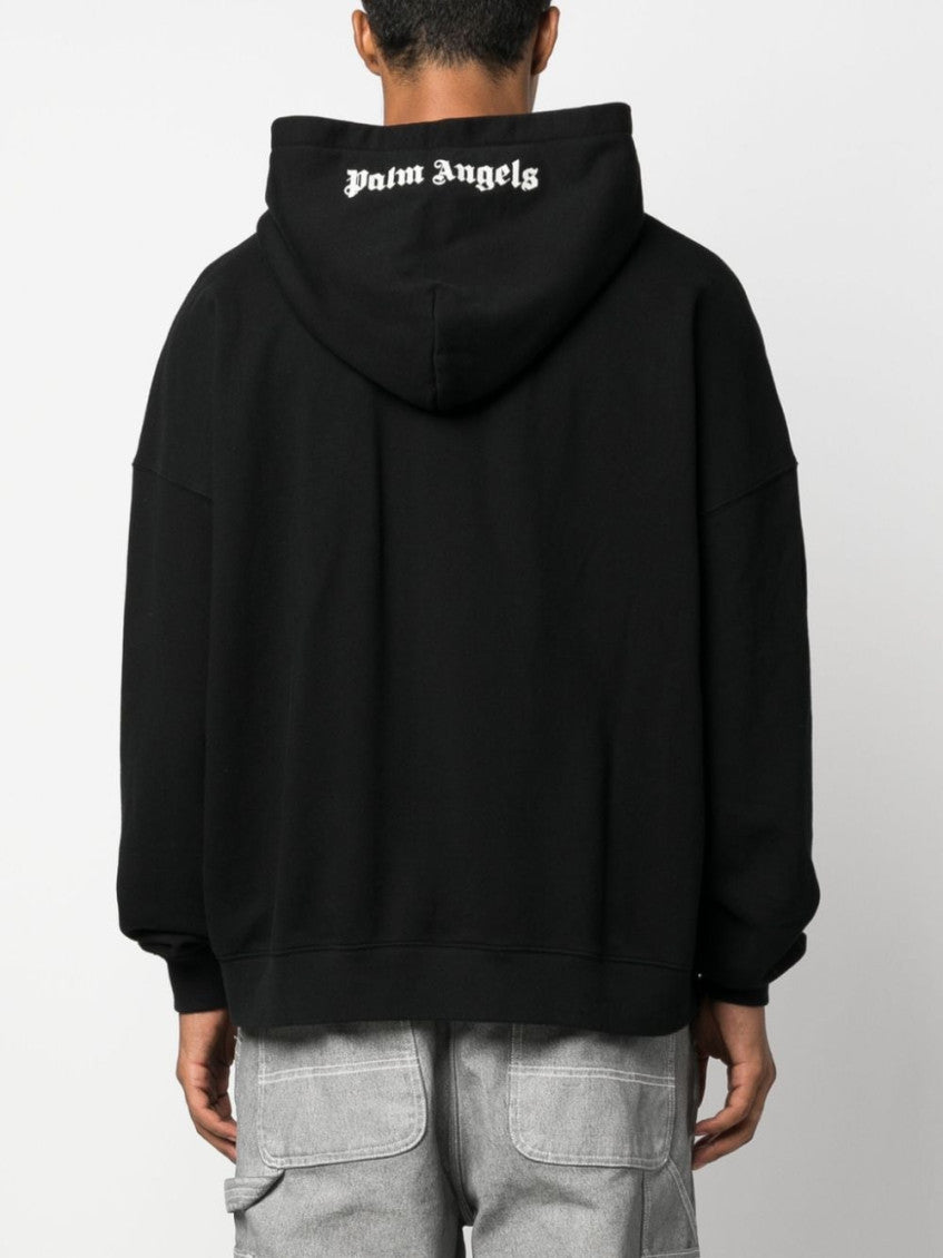 Black Embroidered Logo Cotton Hoodie 2