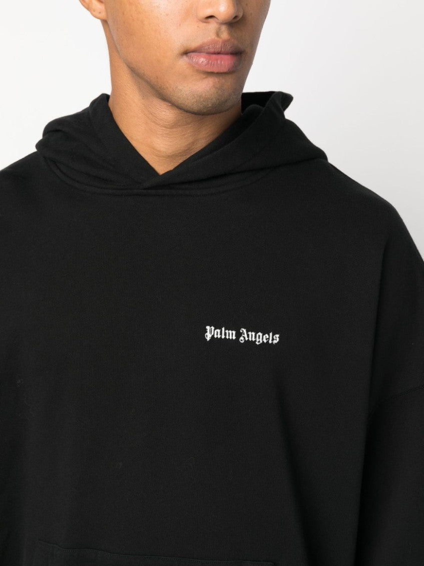 Black Embroidered Logo Cotton Hoodie 3