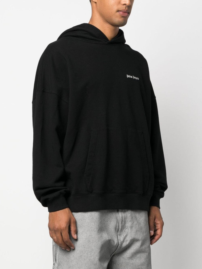 Black Embroidered Logo Cotton Hoodie 4