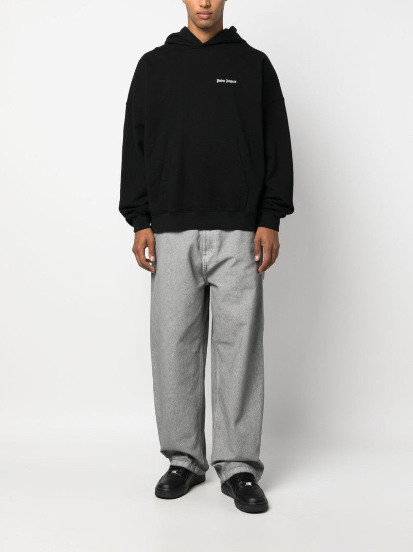 Black Embroidered Logo Cotton Hoodie 5