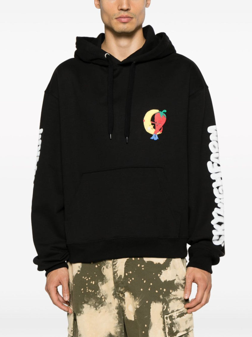 Black Logo Cotton Hoodie 2