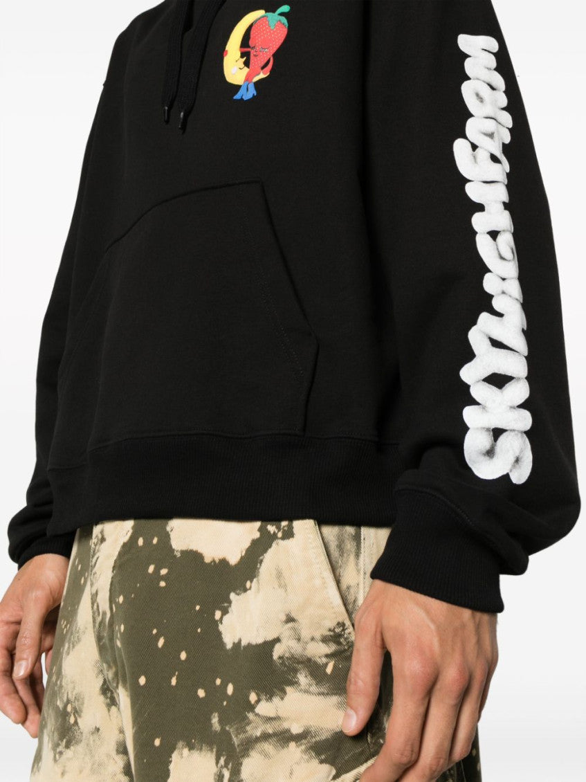 Black Logo Cotton Hoodie 3