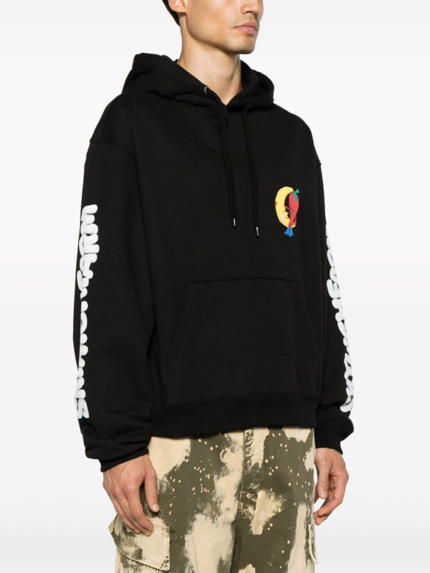 Black Logo Cotton Hoodie 5