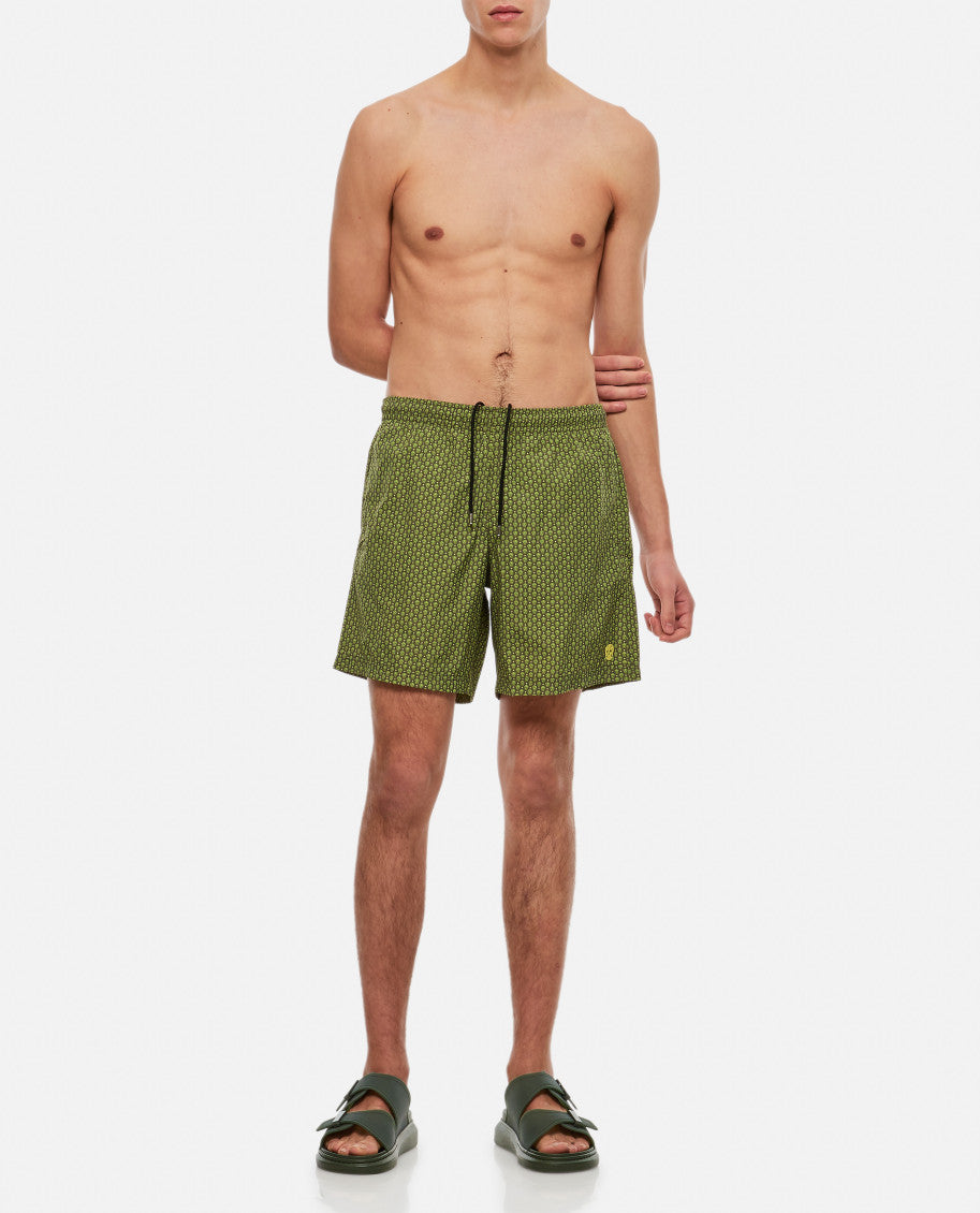 Green Dots Skull Swim Shorts 2
