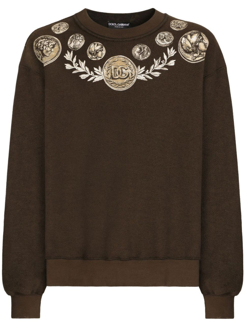 Brown Printed Cotton Sweatshirt 1