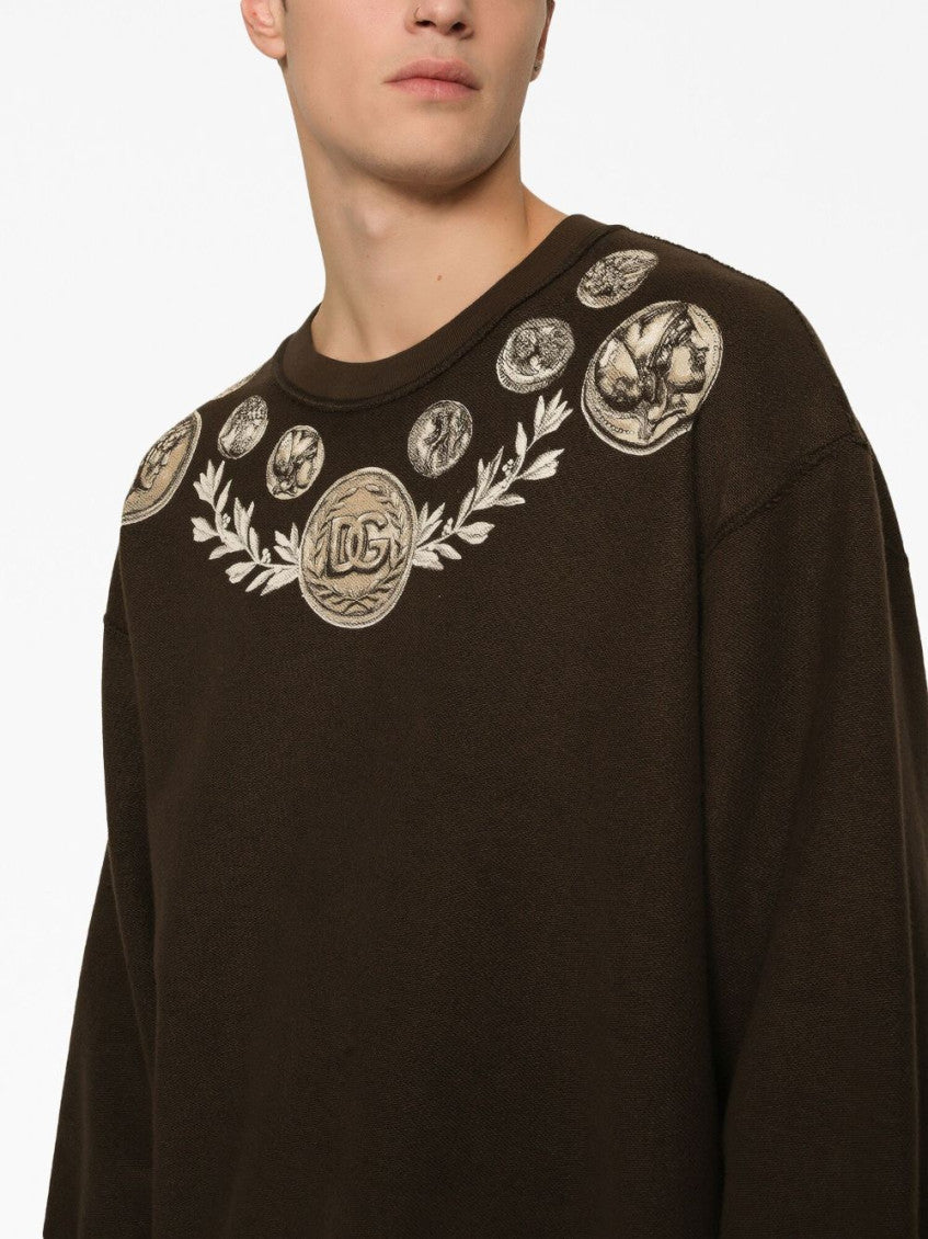 Brown Printed Cotton Sweatshirt 3