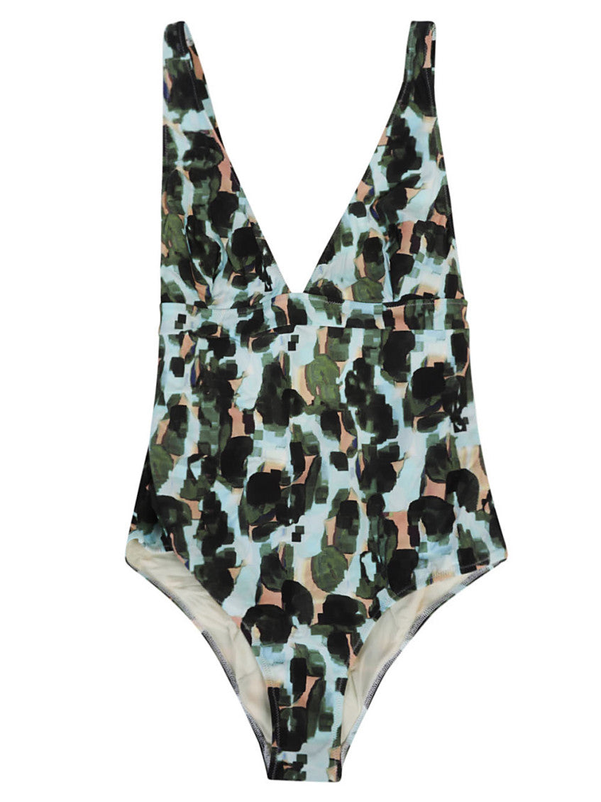 Multi Color Crossy Printed One-piece Swimsuit 1