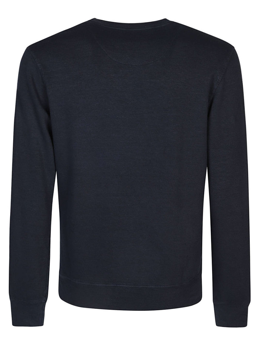 Blue Cotton Blend Linen Sweatshirt 2
