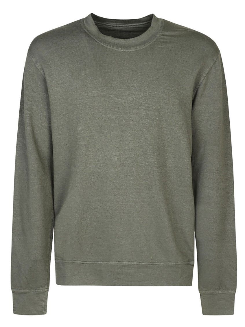 Green Cotton Blend Linen Sweatshirt 1