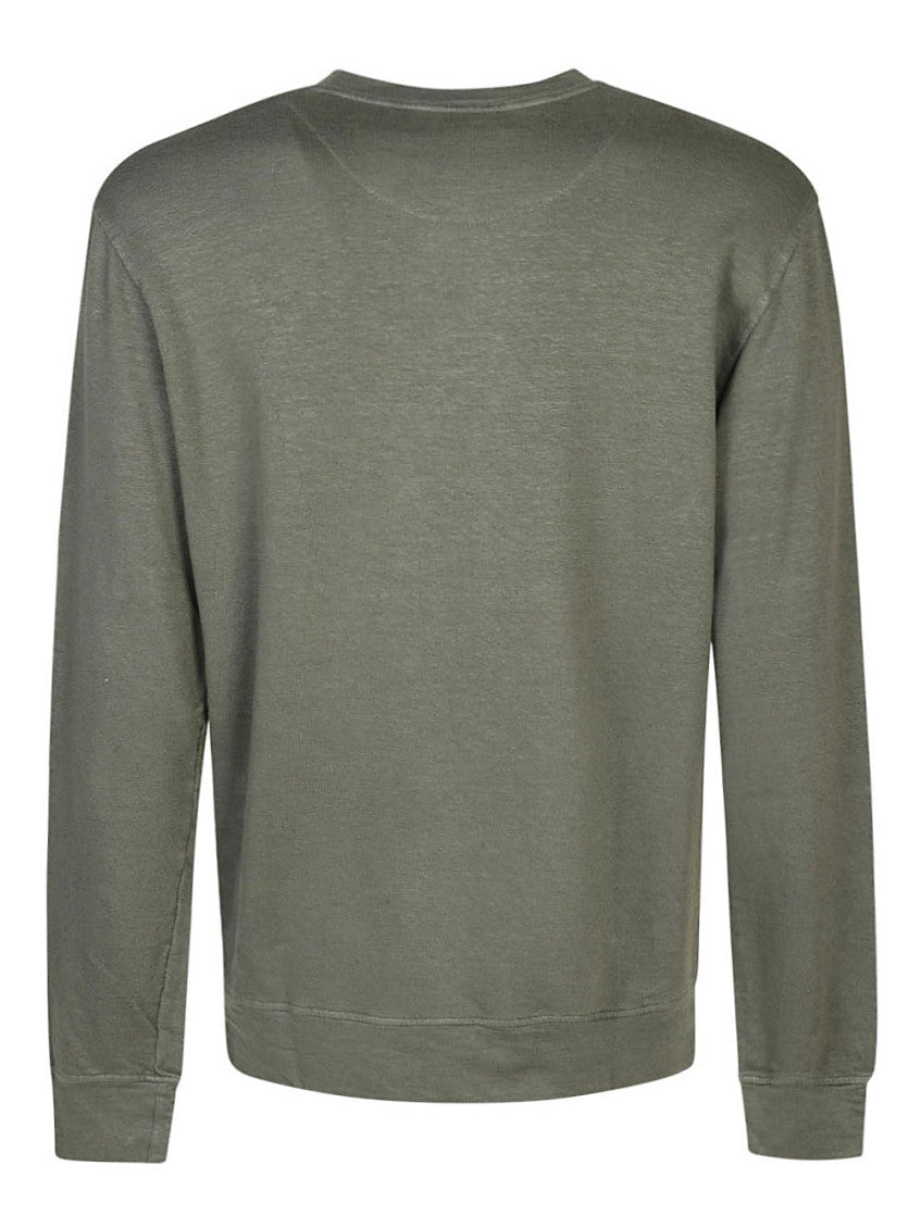 Green Cotton Blend Linen Sweatshirt 2