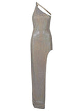 Silver One Shoulder Long Dress 1