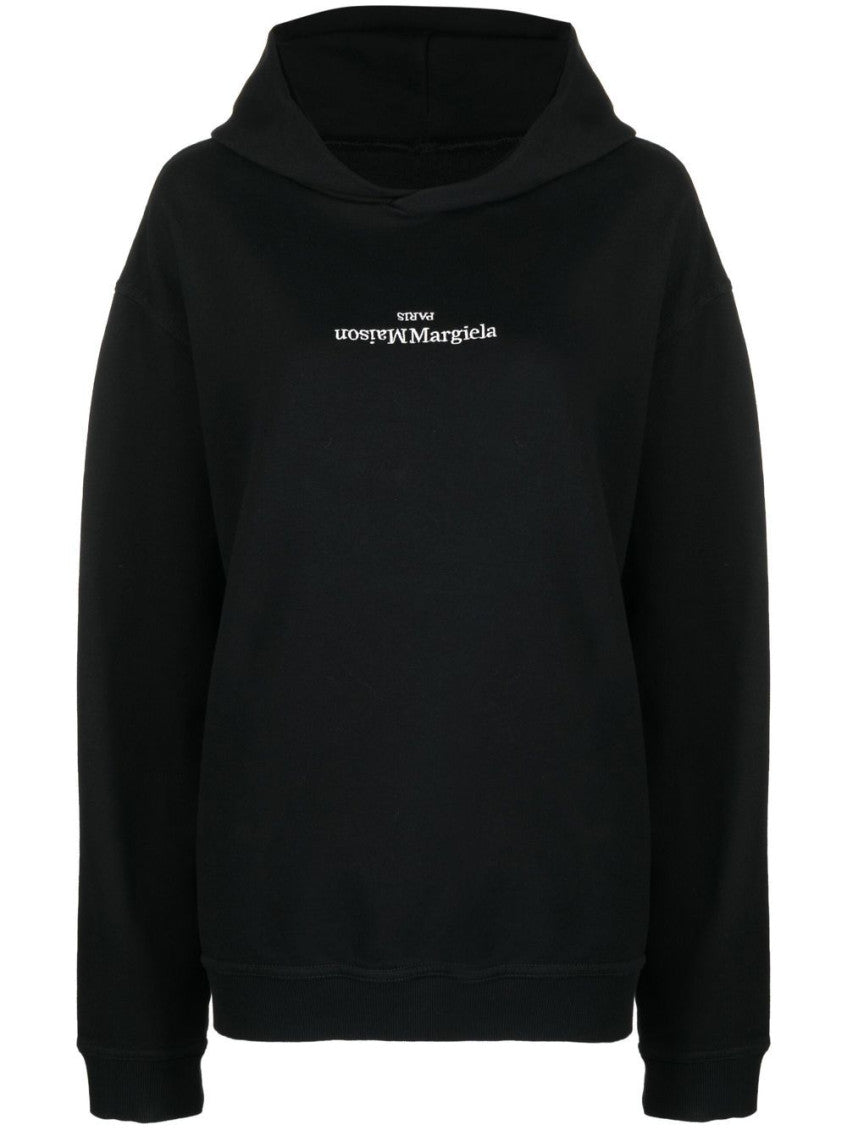 Black Logo Cotton Hoodie 1