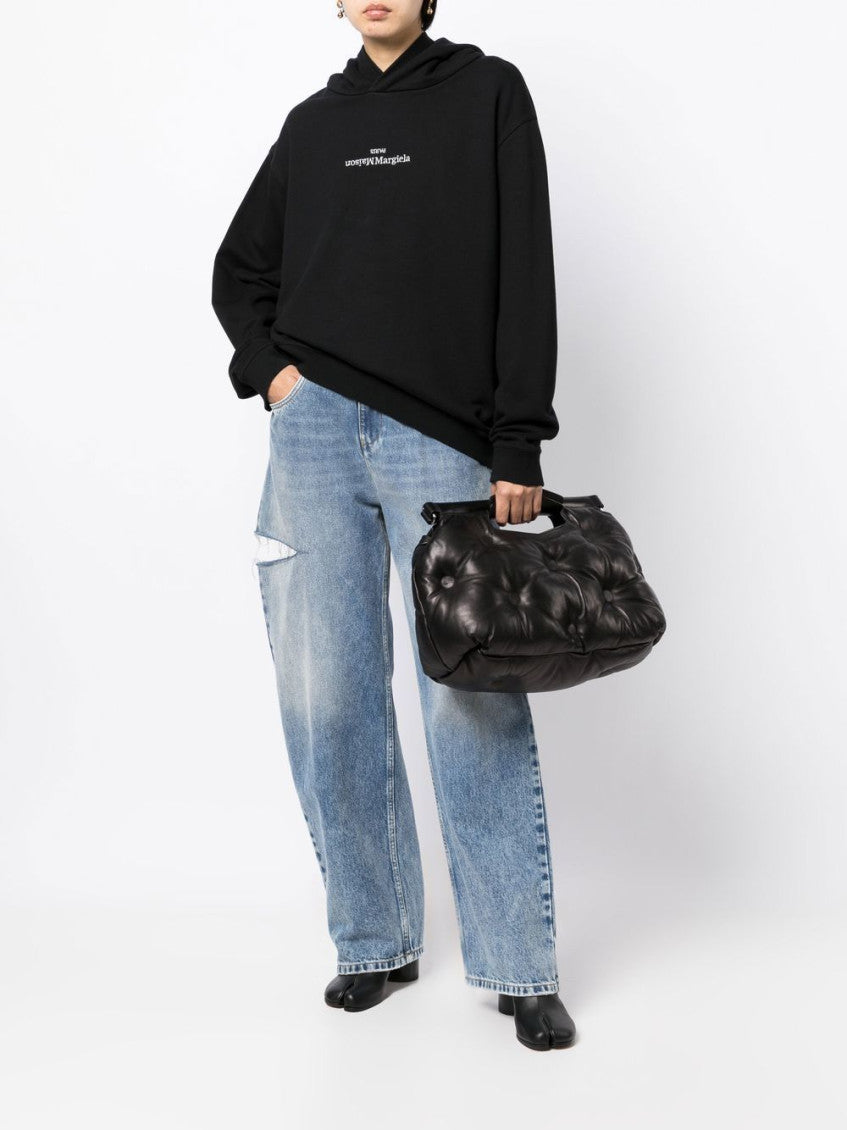 Black Logo Cotton Hoodie 2