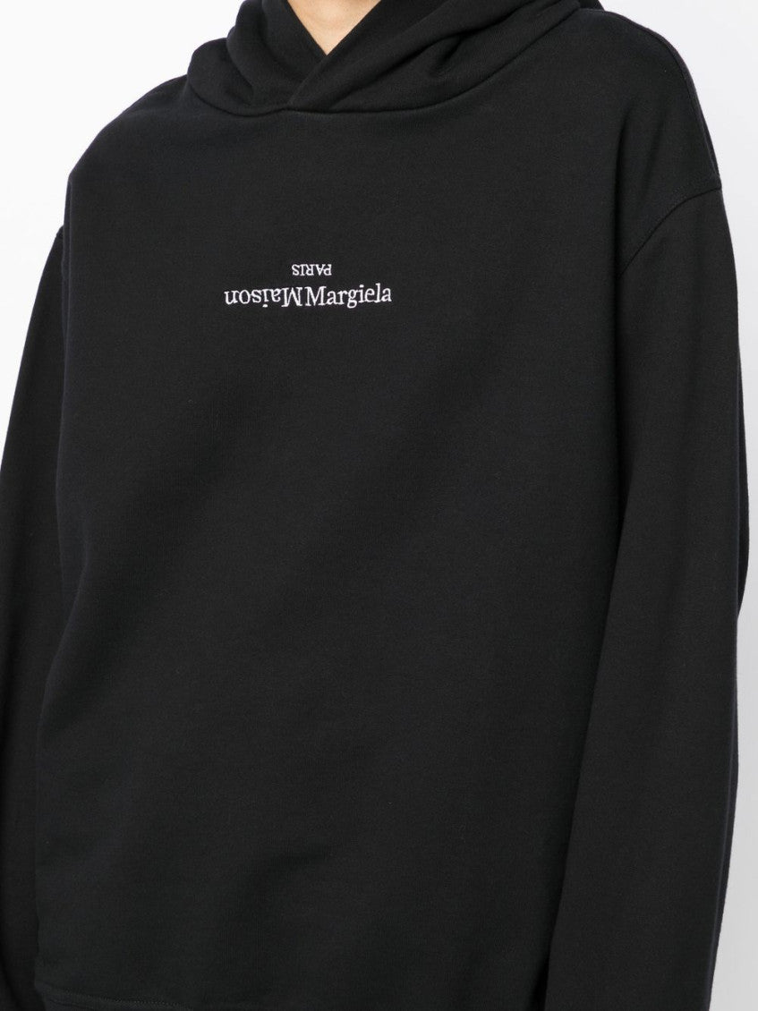 Black Logo Cotton Hoodie 3