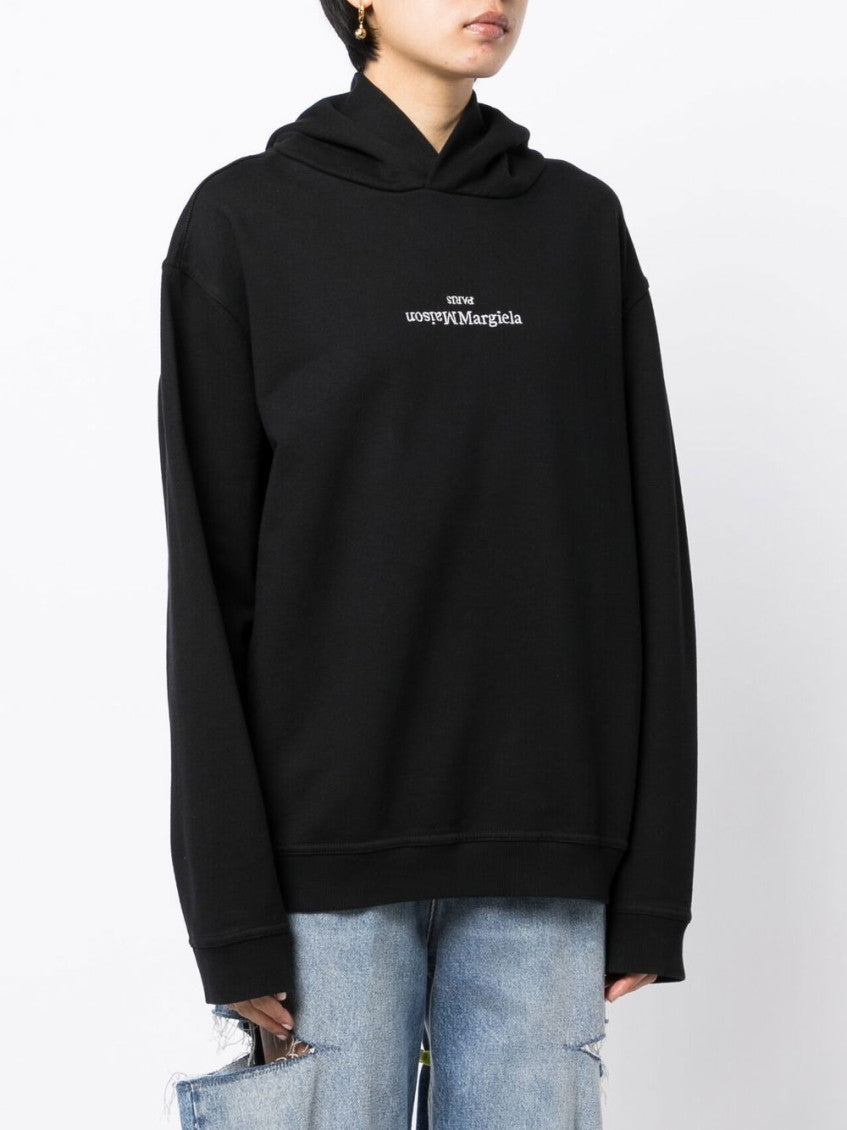 Black Logo Cotton Hoodie 4