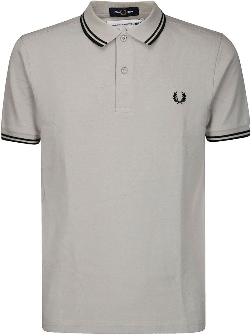 Grey Logo Embroidered Polo 1