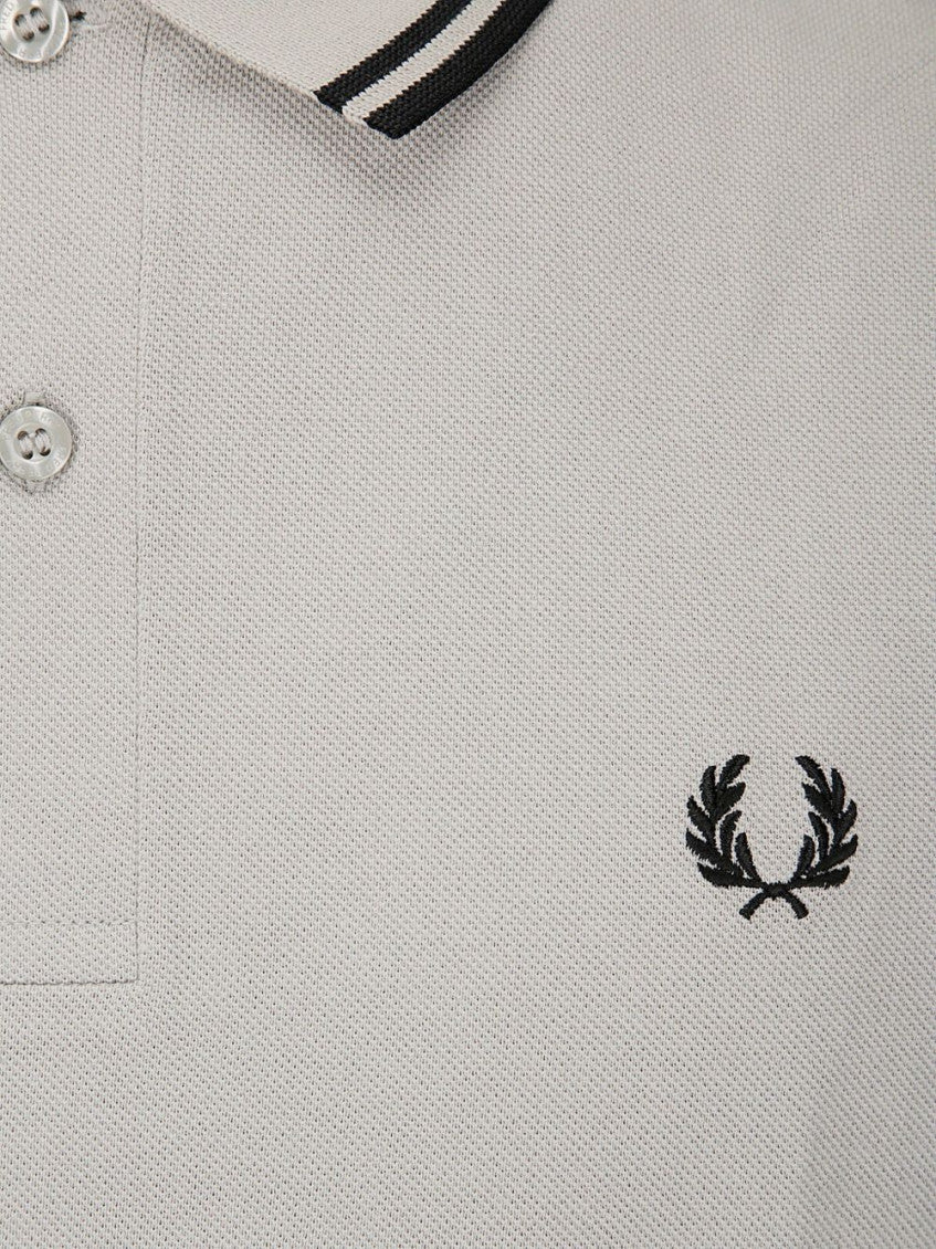 Grey Logo Embroidered Polo 2