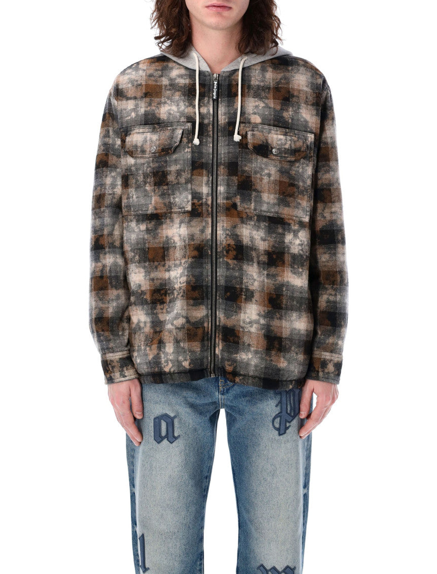 Grey Check-Pattern Shirt Jacket 1