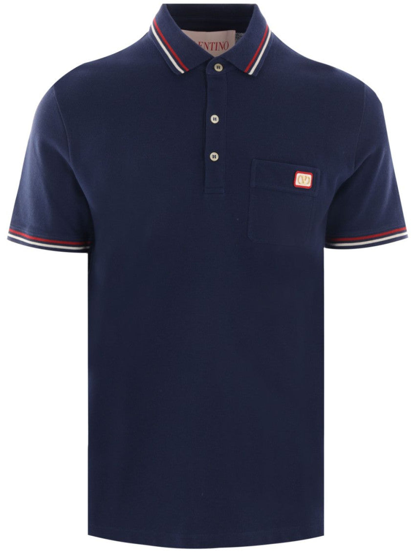 Navy Blue Short Sleeved Logo Polo 1