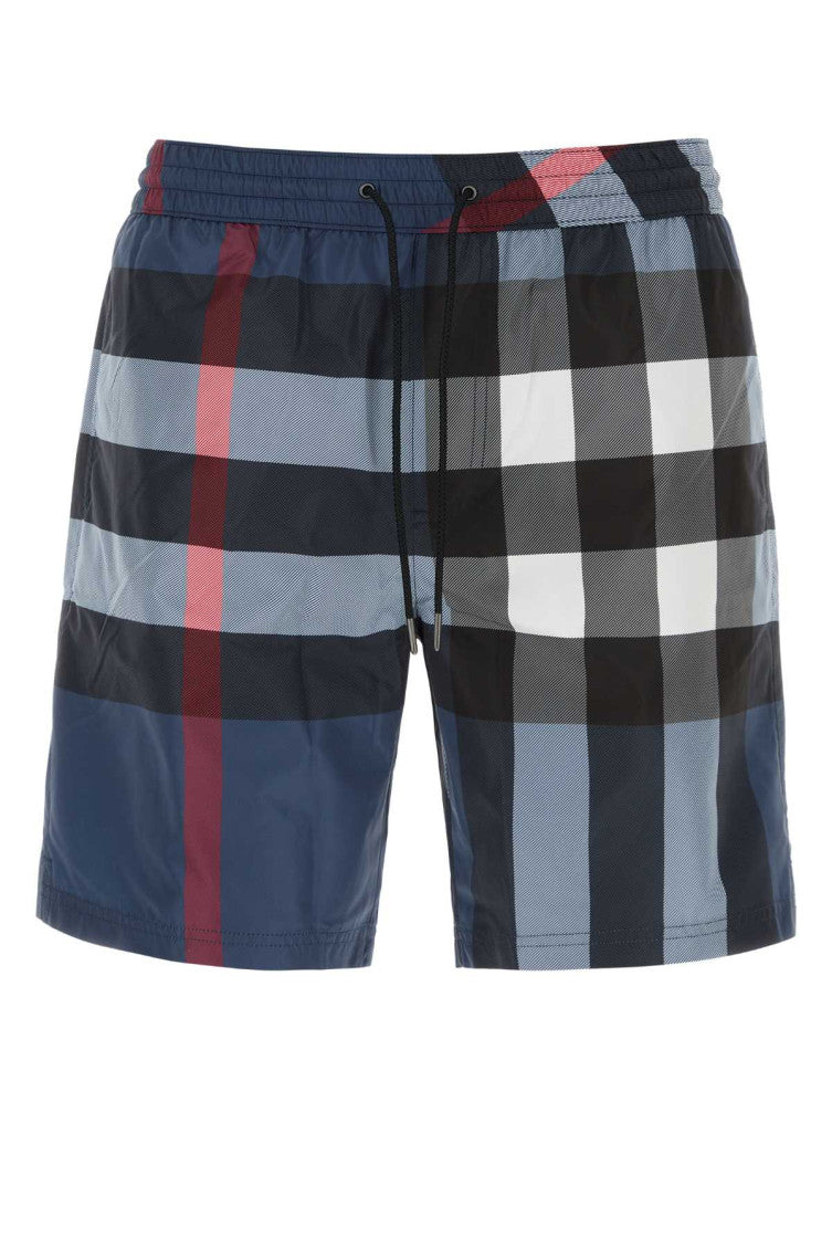 Blue Check swim shorts 1