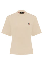 Beige Crew Neck Logo T-Shirt 1