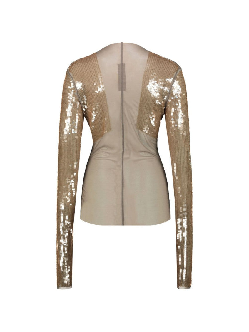 Beige Embellished Round Neck Top 2