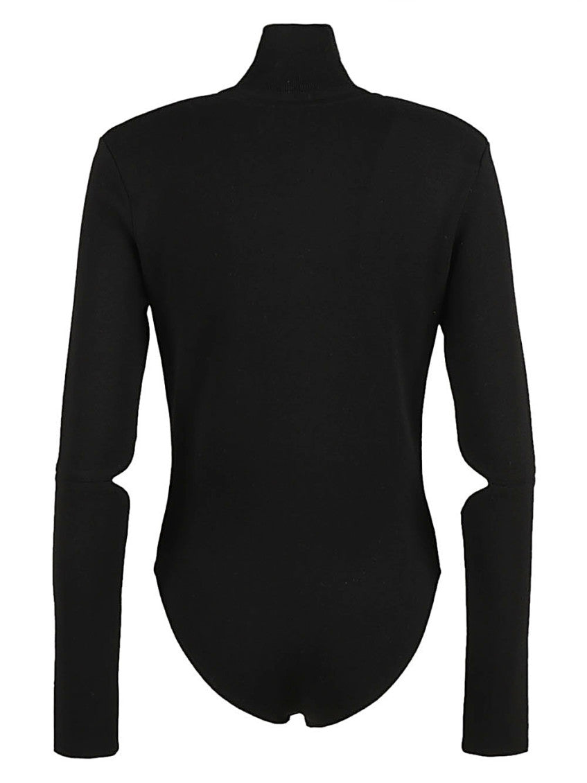 Black Solid Mock Collar Top 2