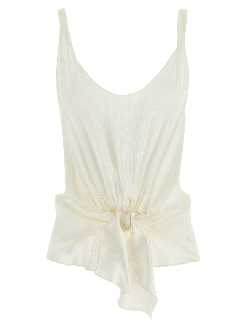Beige Textured Scoop Neck Top 1