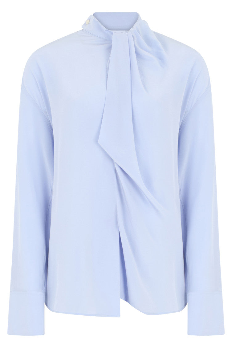 Light Blue Solid Band Collar Top 1