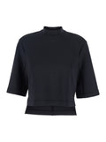 Black Solid Mock Collar T-Shirt 1