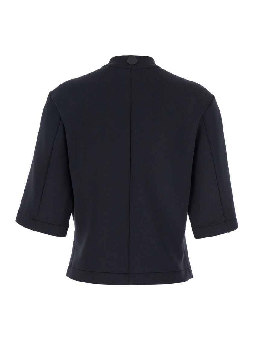 Black Solid Mock Collar T-Shirt 2