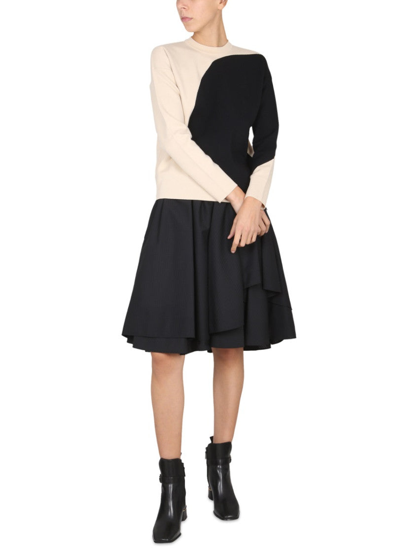White Color Block Crew Neck Sweater 5
