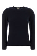 Navy Blue Solid Crew Neck Sweater 1