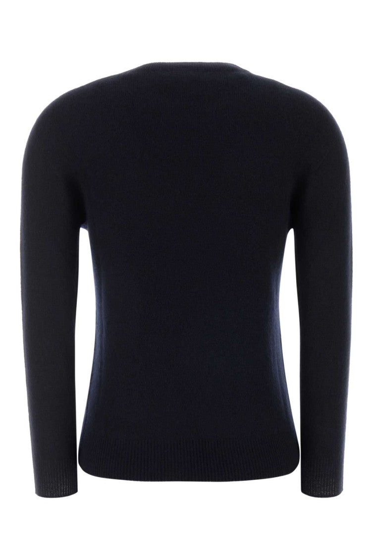 Navy Blue Solid Crew Neck Sweater 2