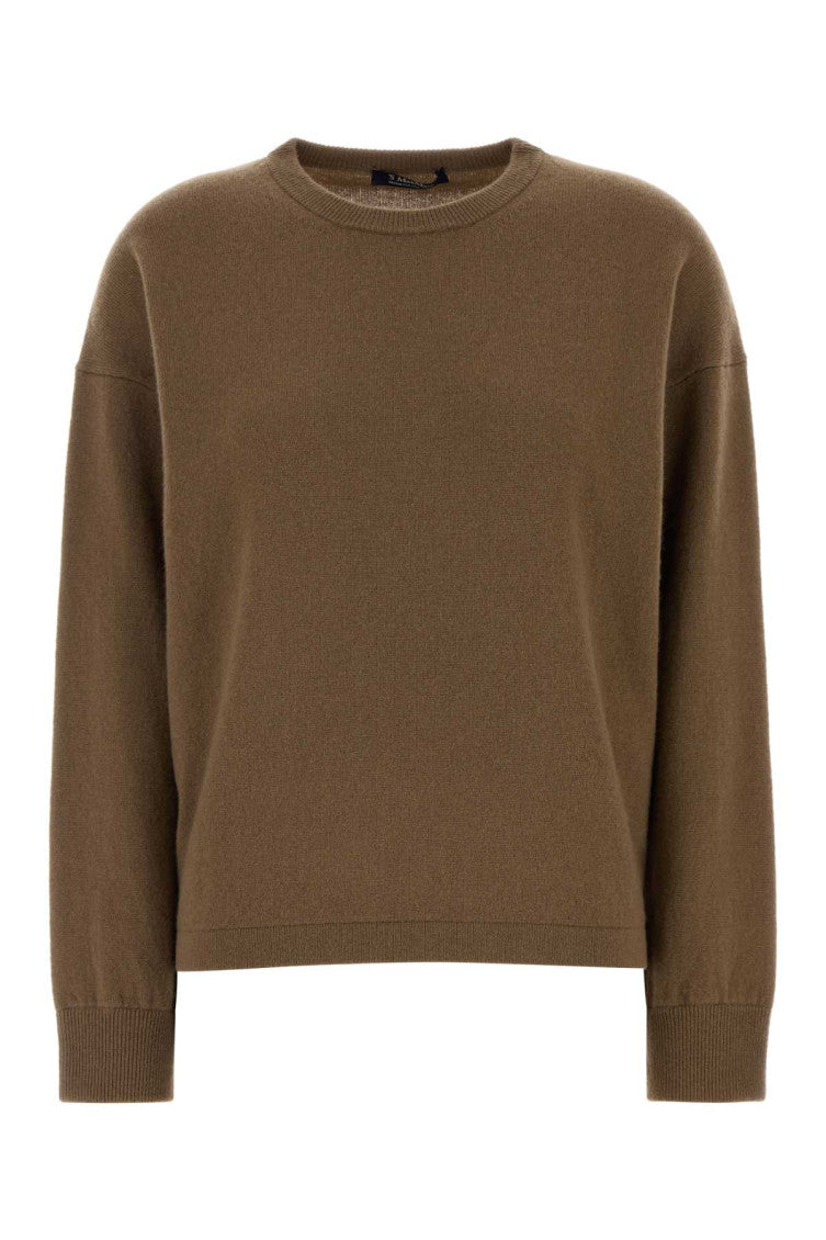 Brown Solid Crew Neck Sweater 1