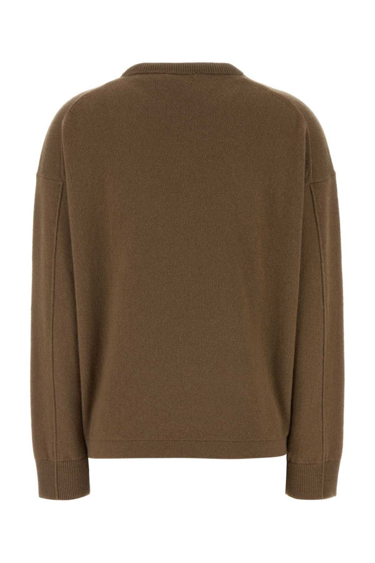 Brown Solid Crew Neck Sweater 2