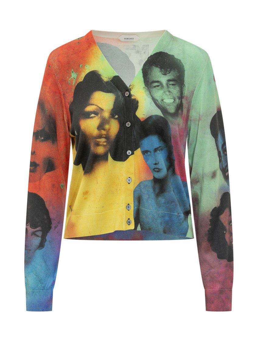 Multicolor Printed V Neck Cardigan 1