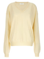 Light Yellow Solid V Neck Sweater 1