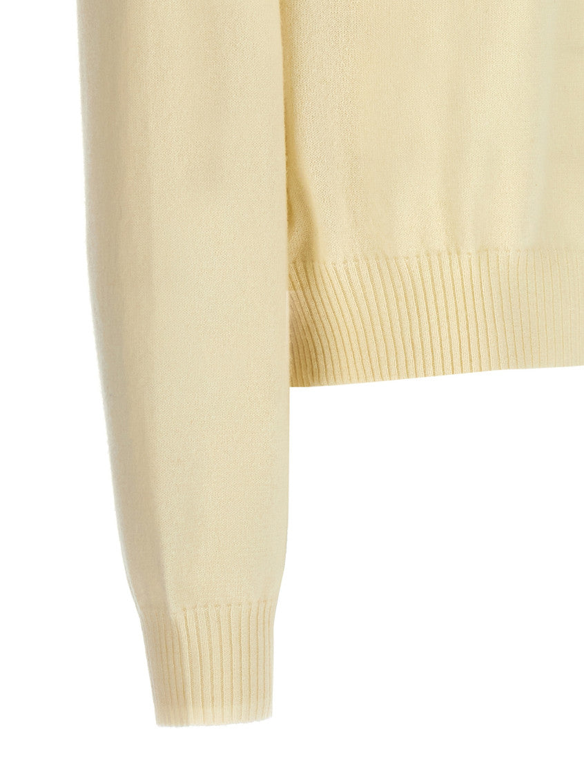 Light Yellow Solid V Neck Sweater 4