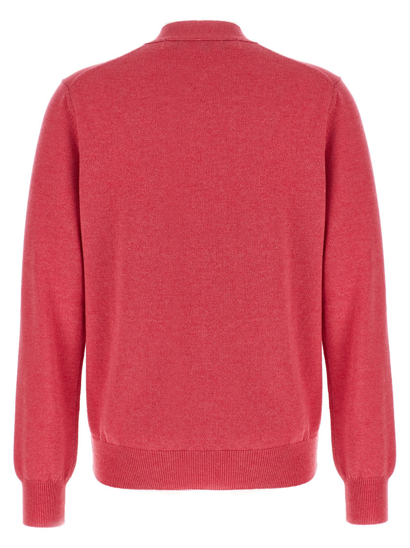 Pink Embroidered V Neck Sweater 2