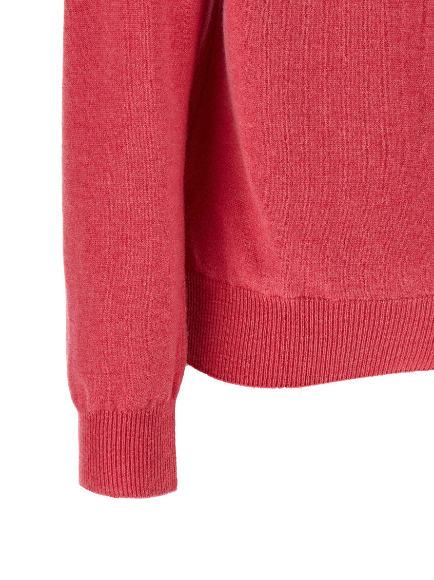 Pink Embroidered V Neck Sweater 4
